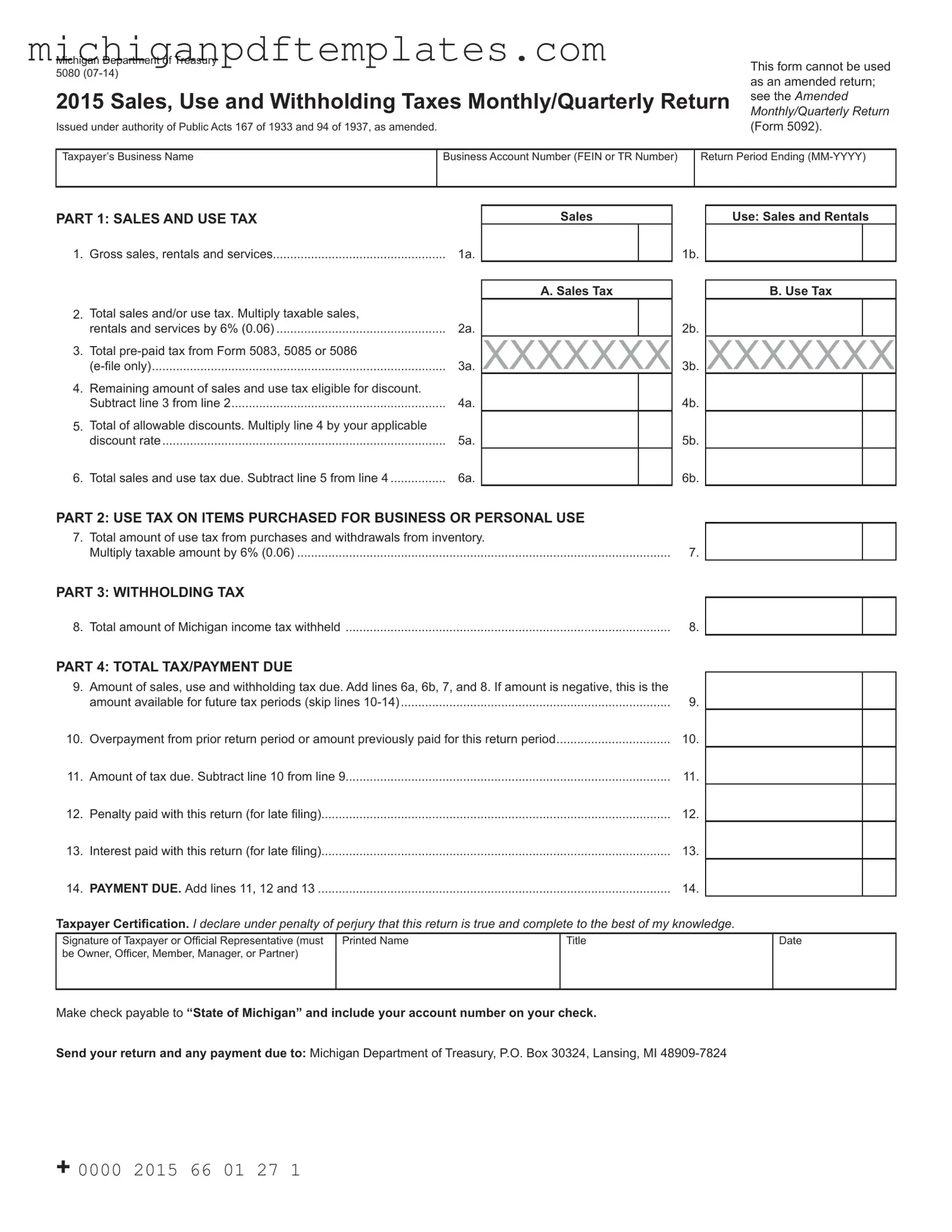 Fill in Your 5080 Michigan Form