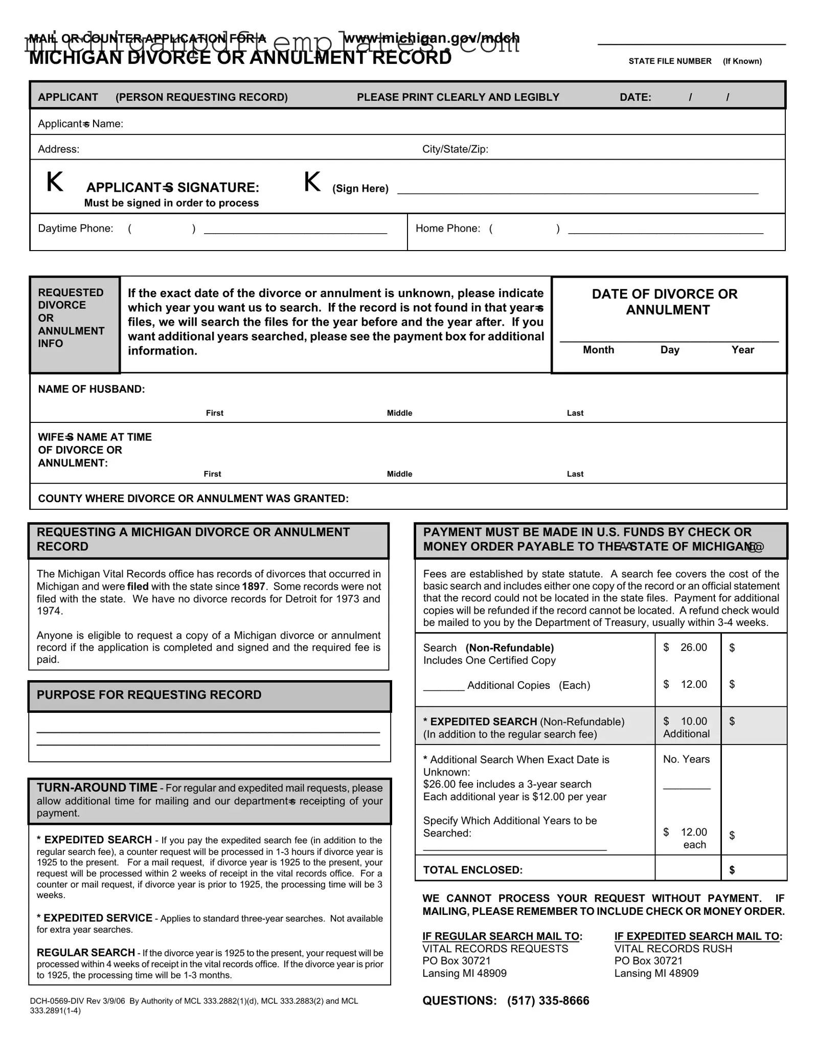 Fill in Your Divorce Or Annulment Michigan Form