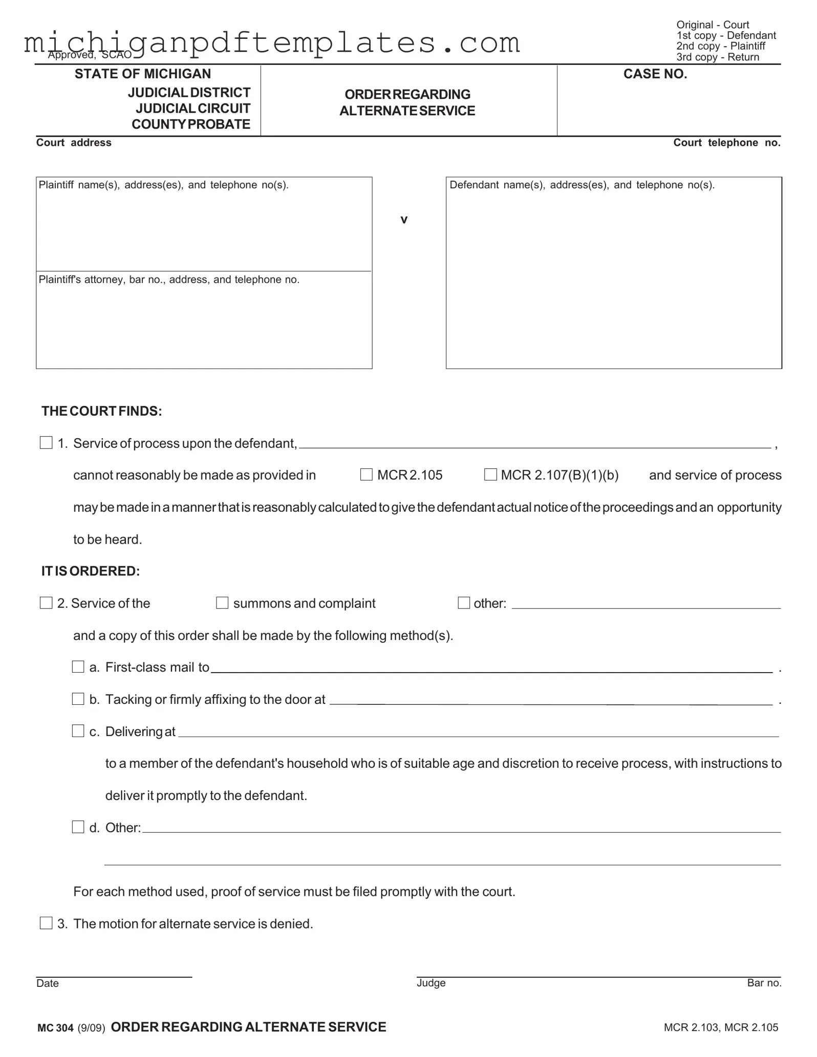 Fill in Your Mc 304 Michigan Form