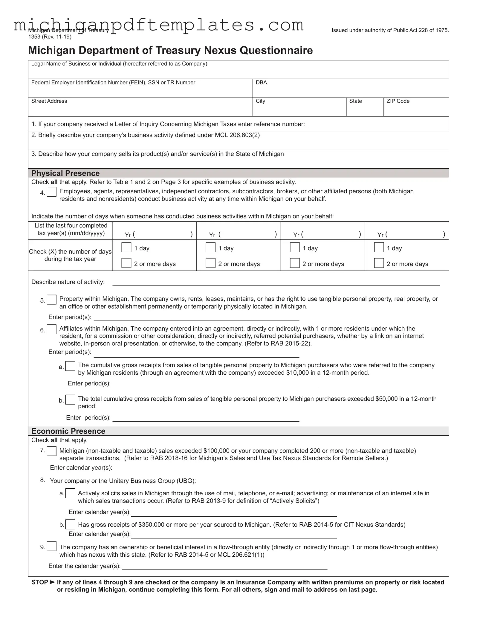 Fill in Your Michigan 1353 Form
