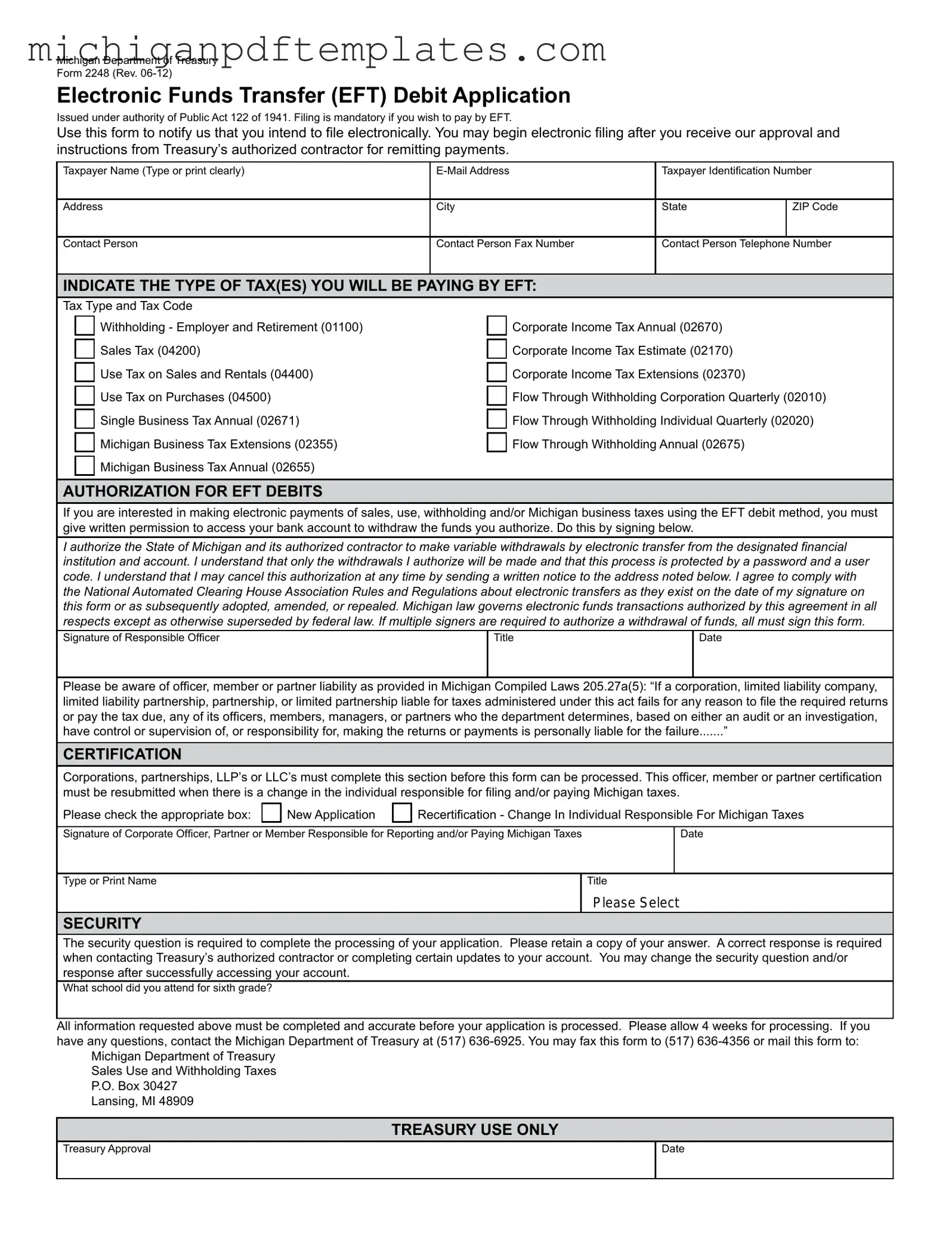 Fill in Your Michigan 2248 Form