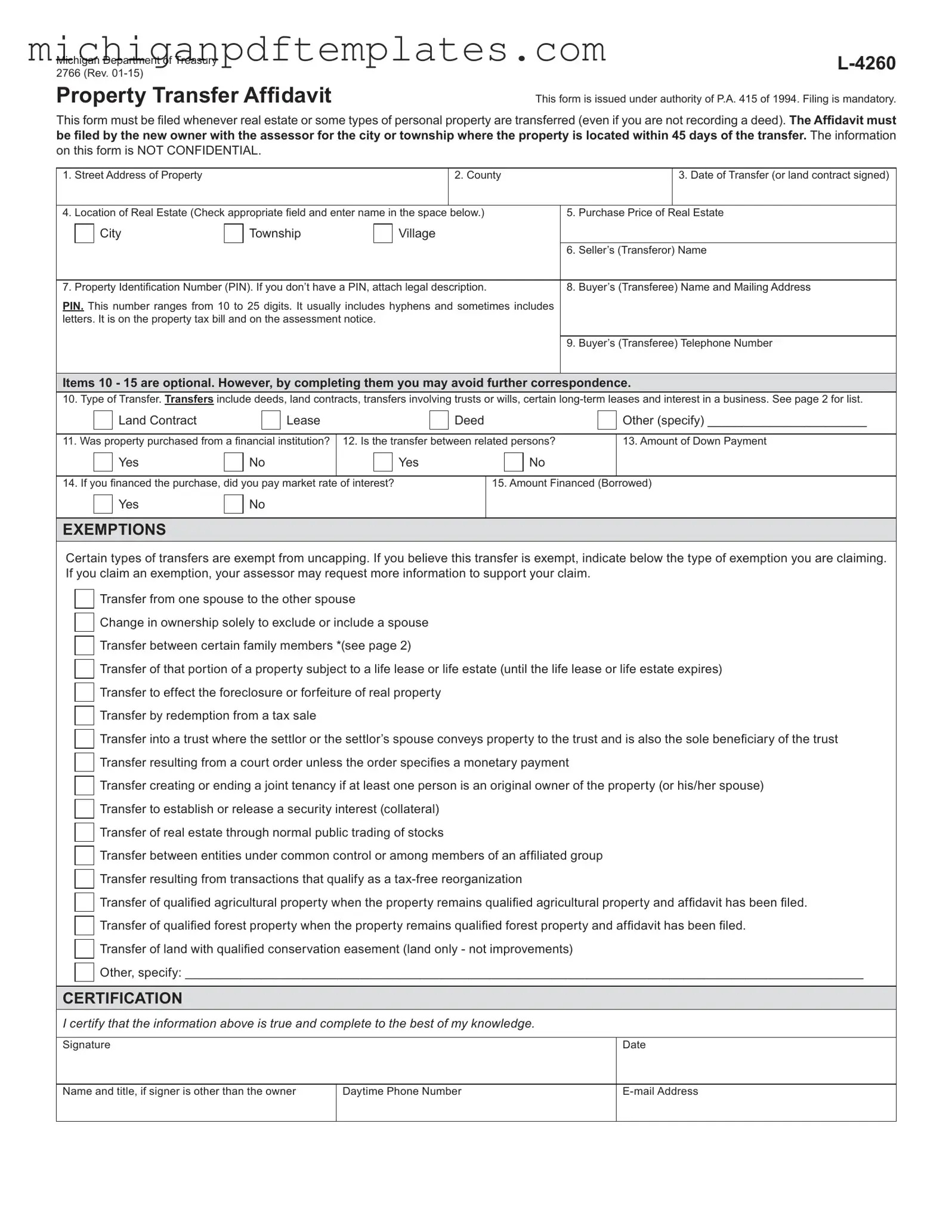 Fill in Your Michigan 2766 Form
