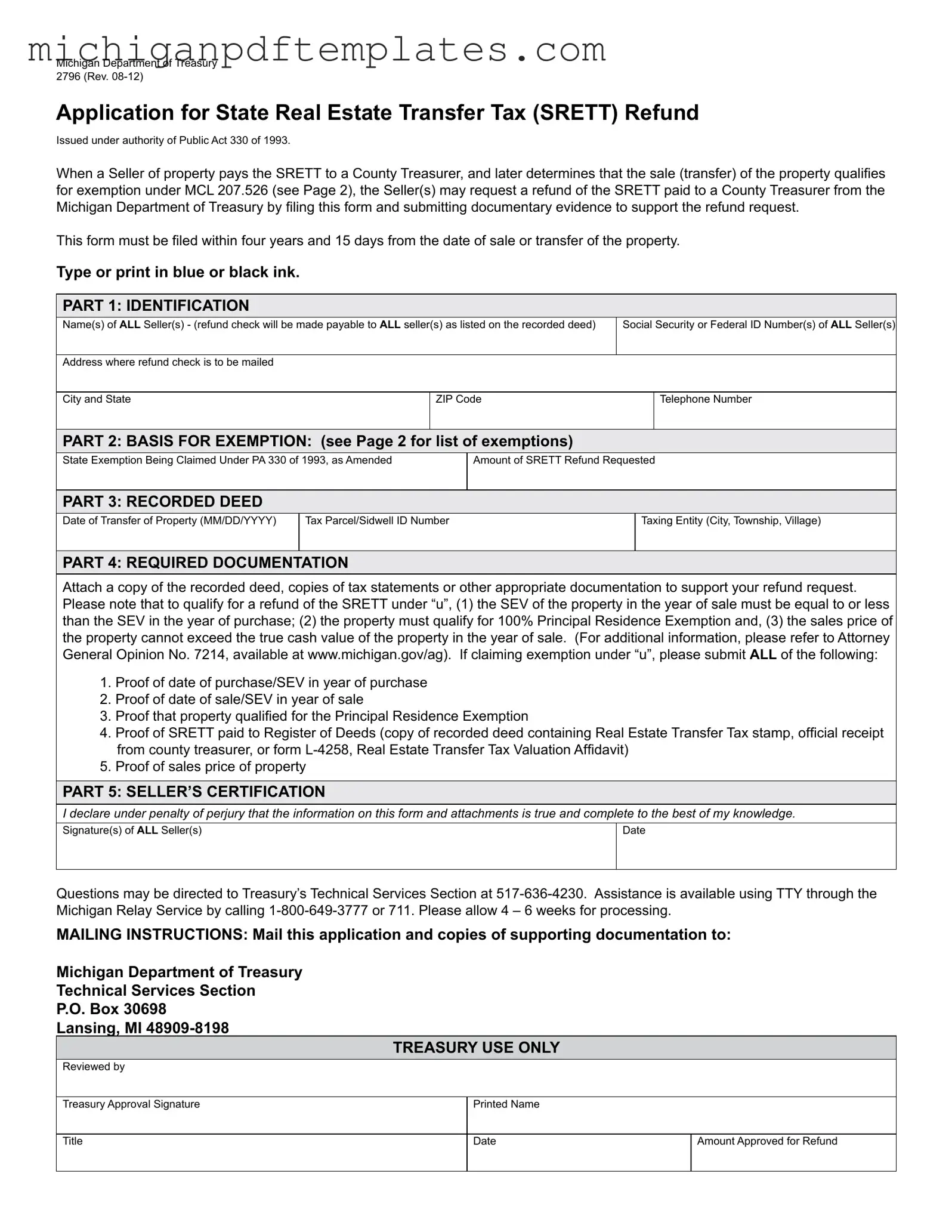 Fill in Your Michigan 2796 Form