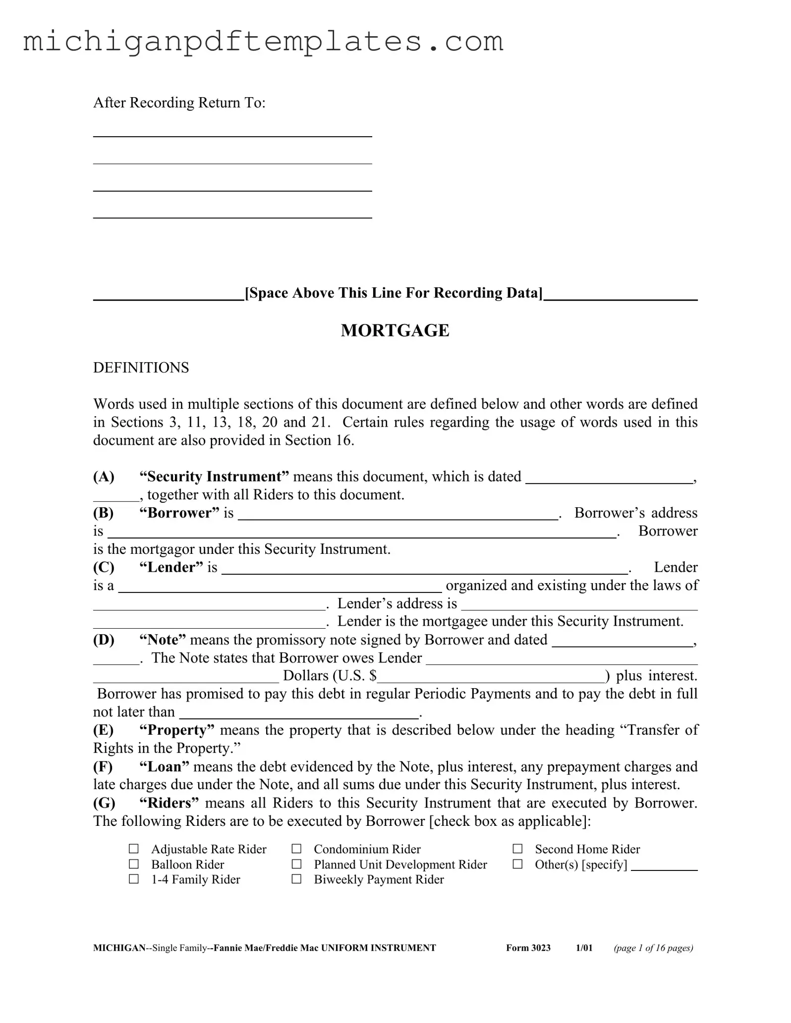 Fill in Your Michigan 3023 Form