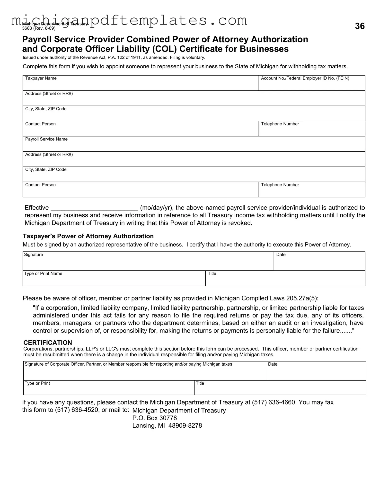 Fill in Your Michigan 3683 Form