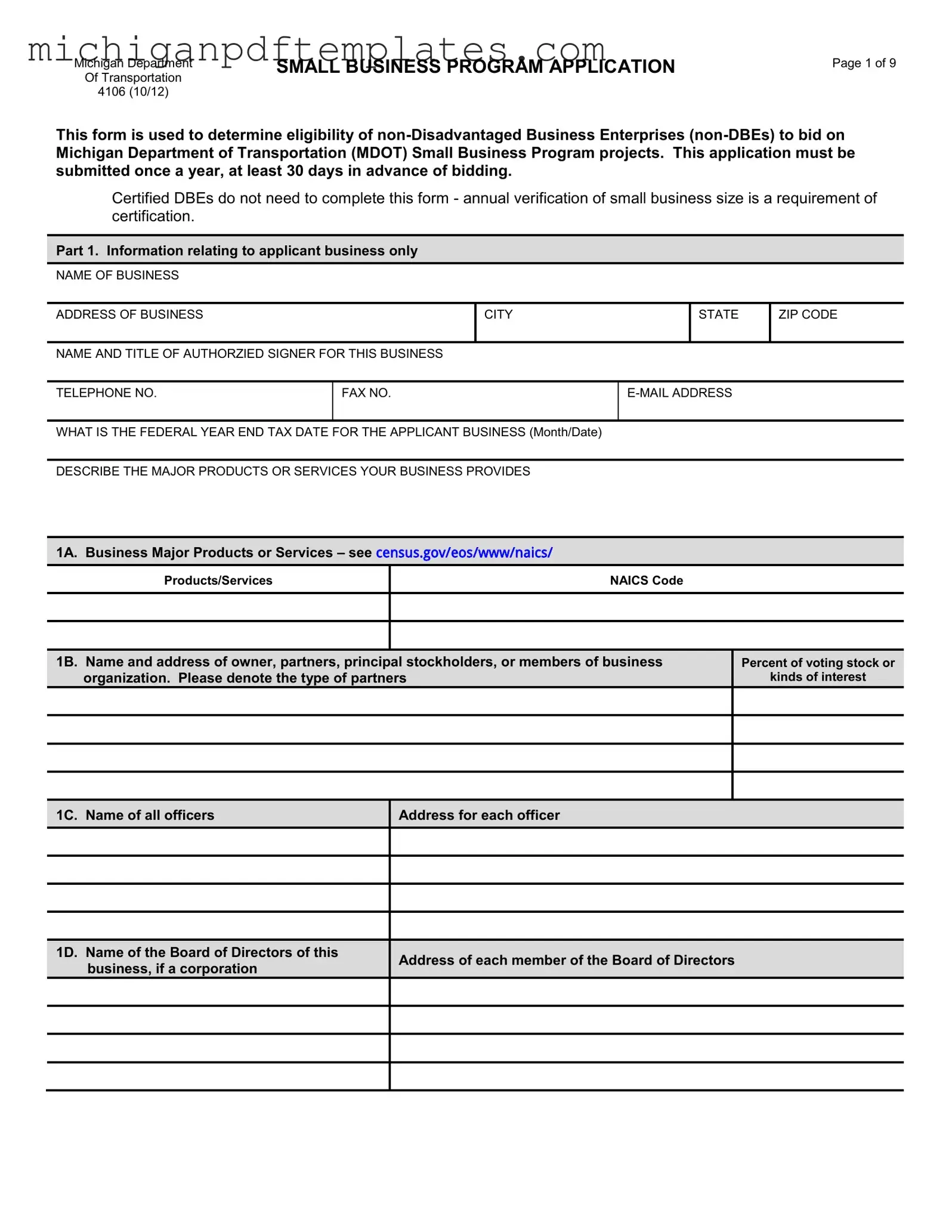 Fill in Your Michigan 4106 Form