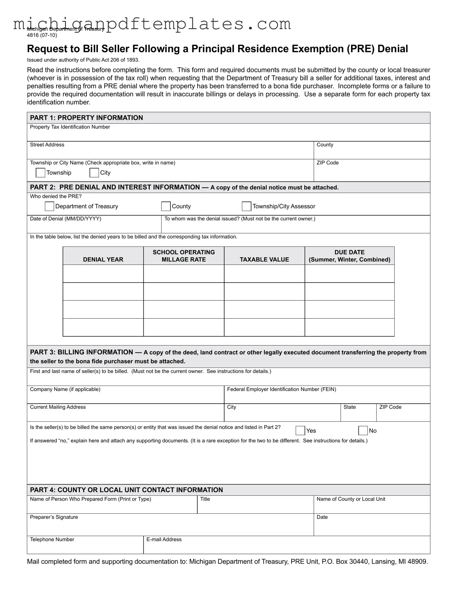 Fill in Your Michigan 4816 Form