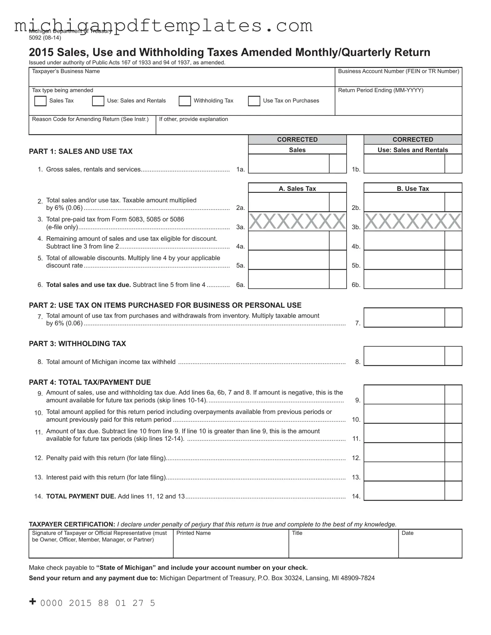 Fill in Your Michigan 5092 Form