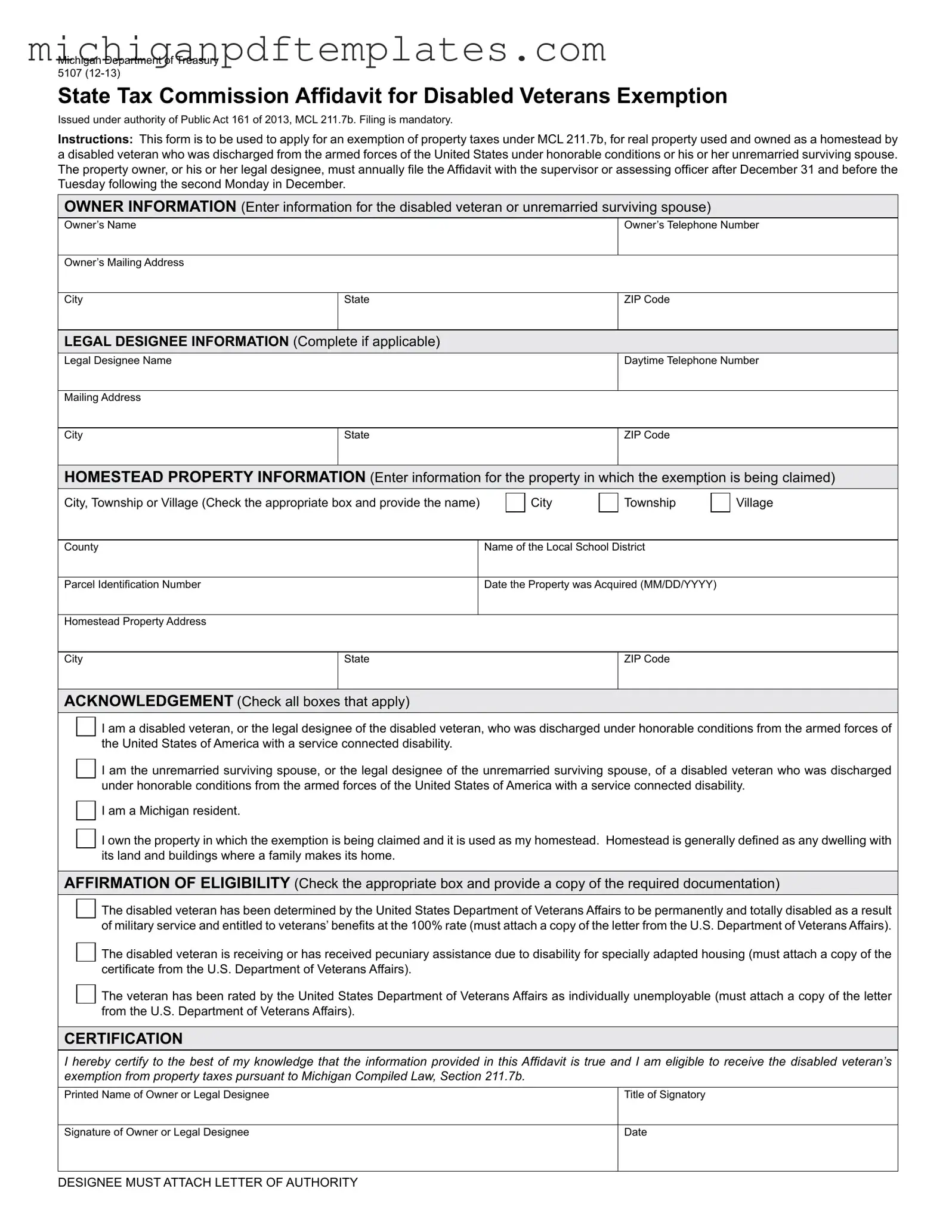 Fill in Your Michigan 5107 Form
