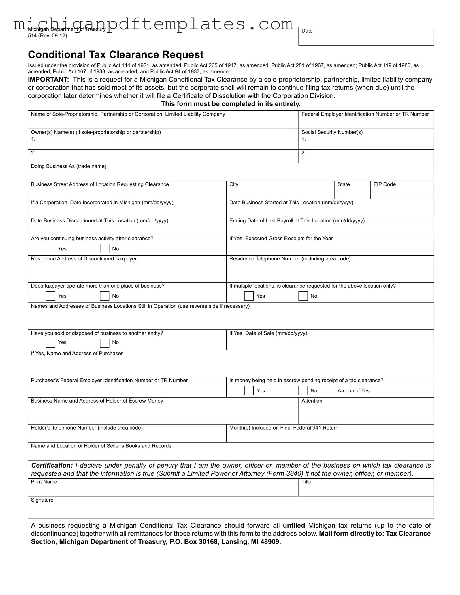 Fill in Your Michigan 514 Form