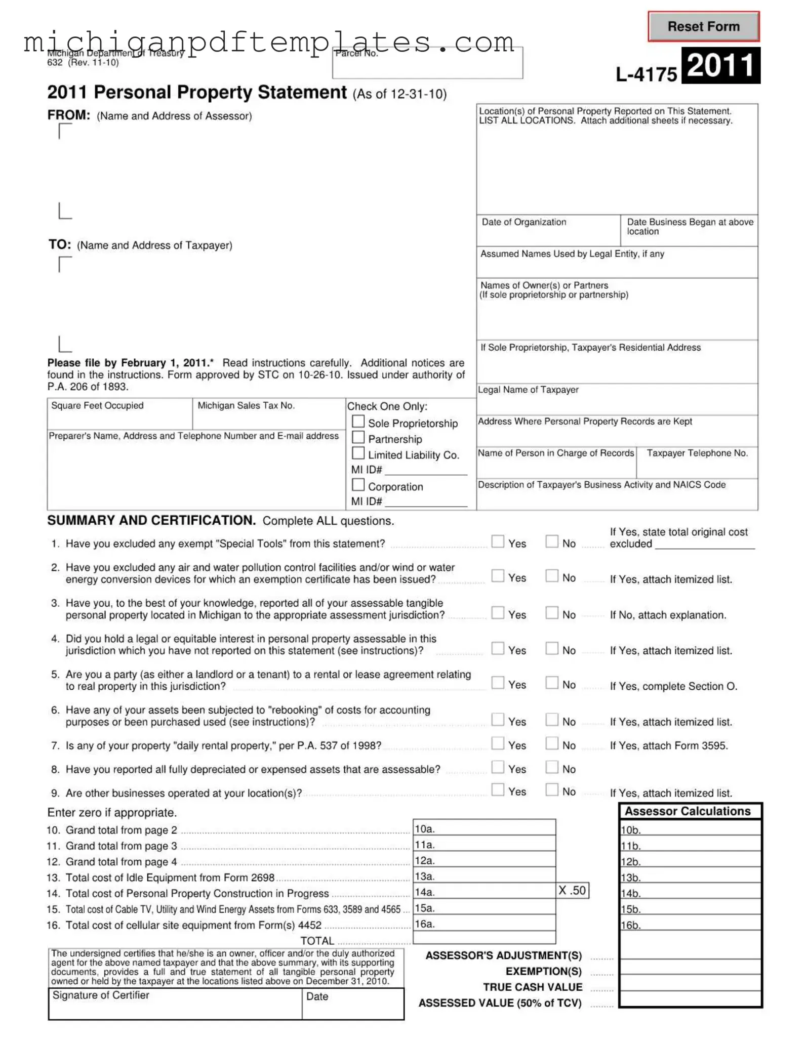 Fill in Your Michigan 632 Form