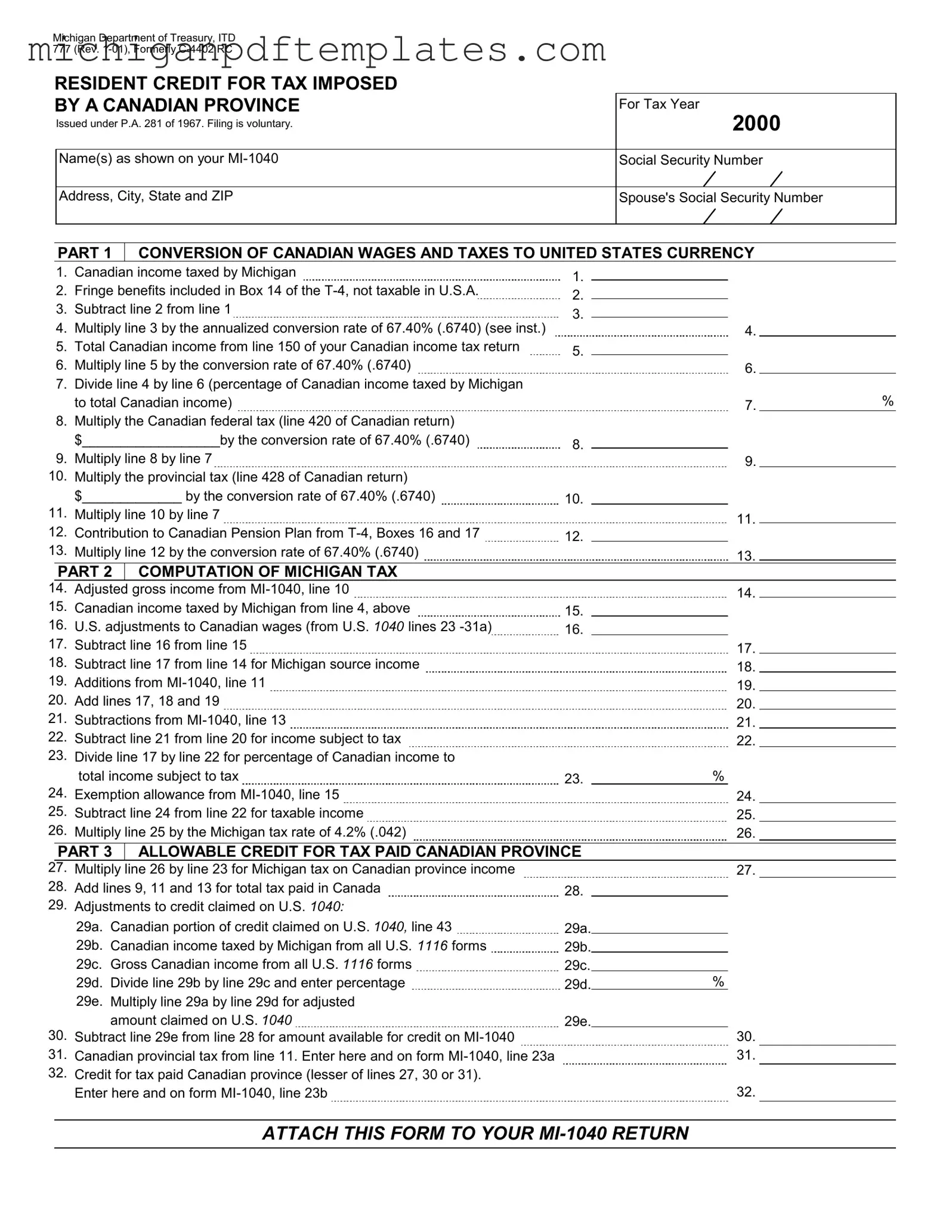 Fill in Your Michigan 777 Form