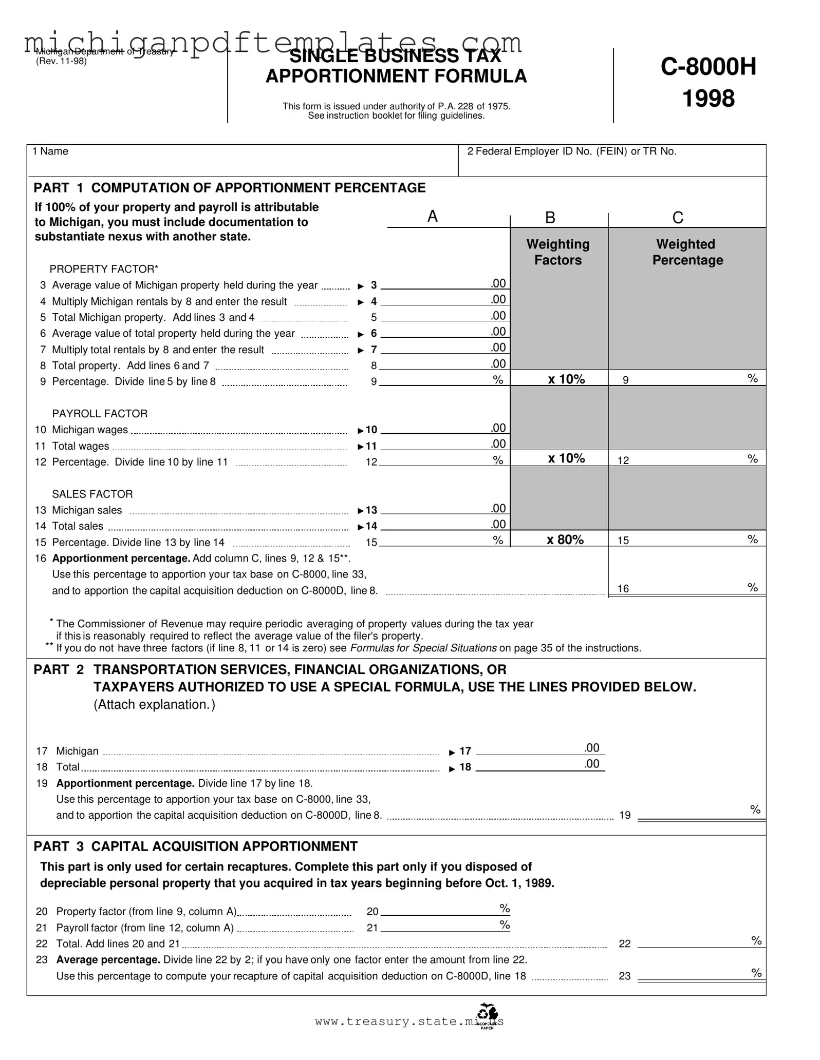 Fill in Your Michigan C 8000H Form