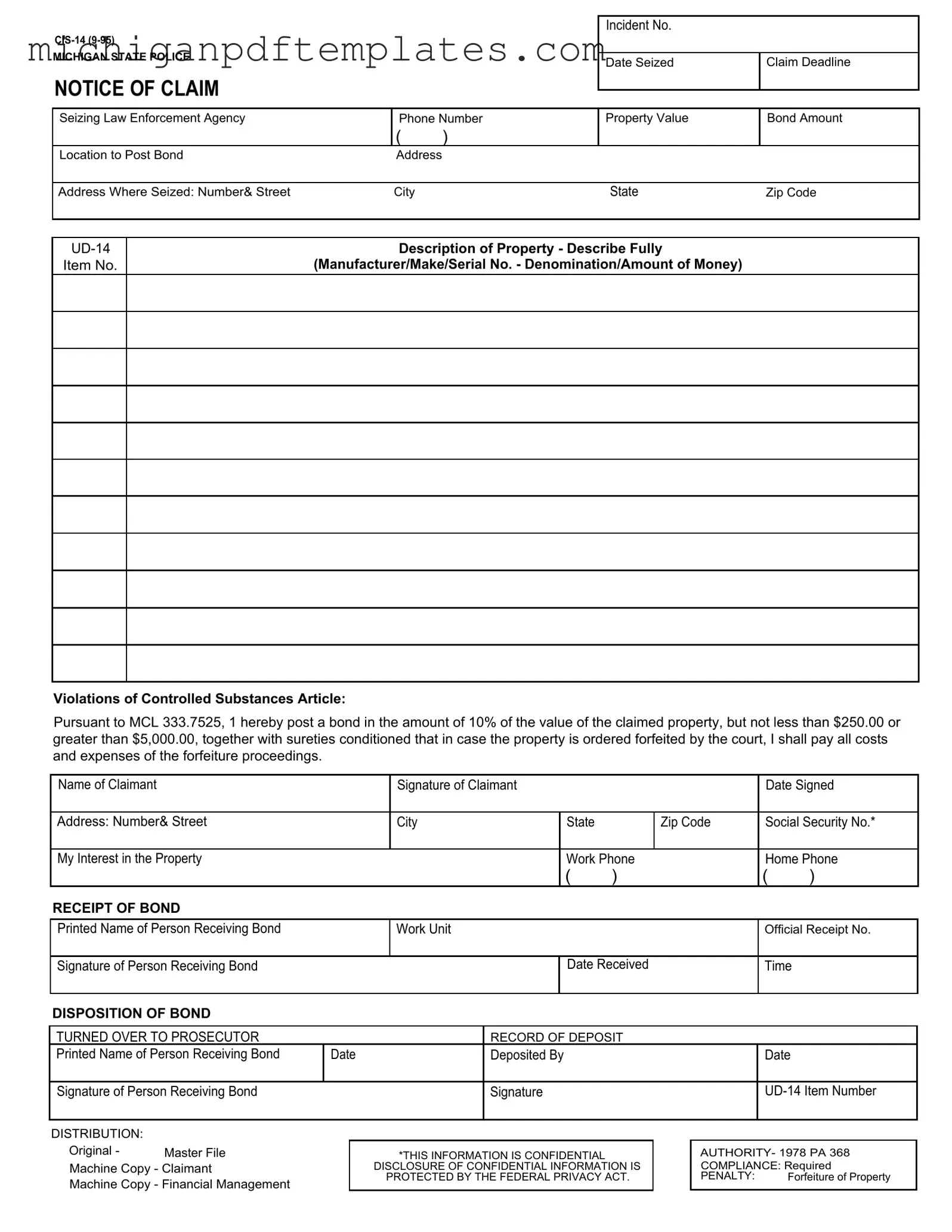 Fill in Your Michigan Cis 14 Form