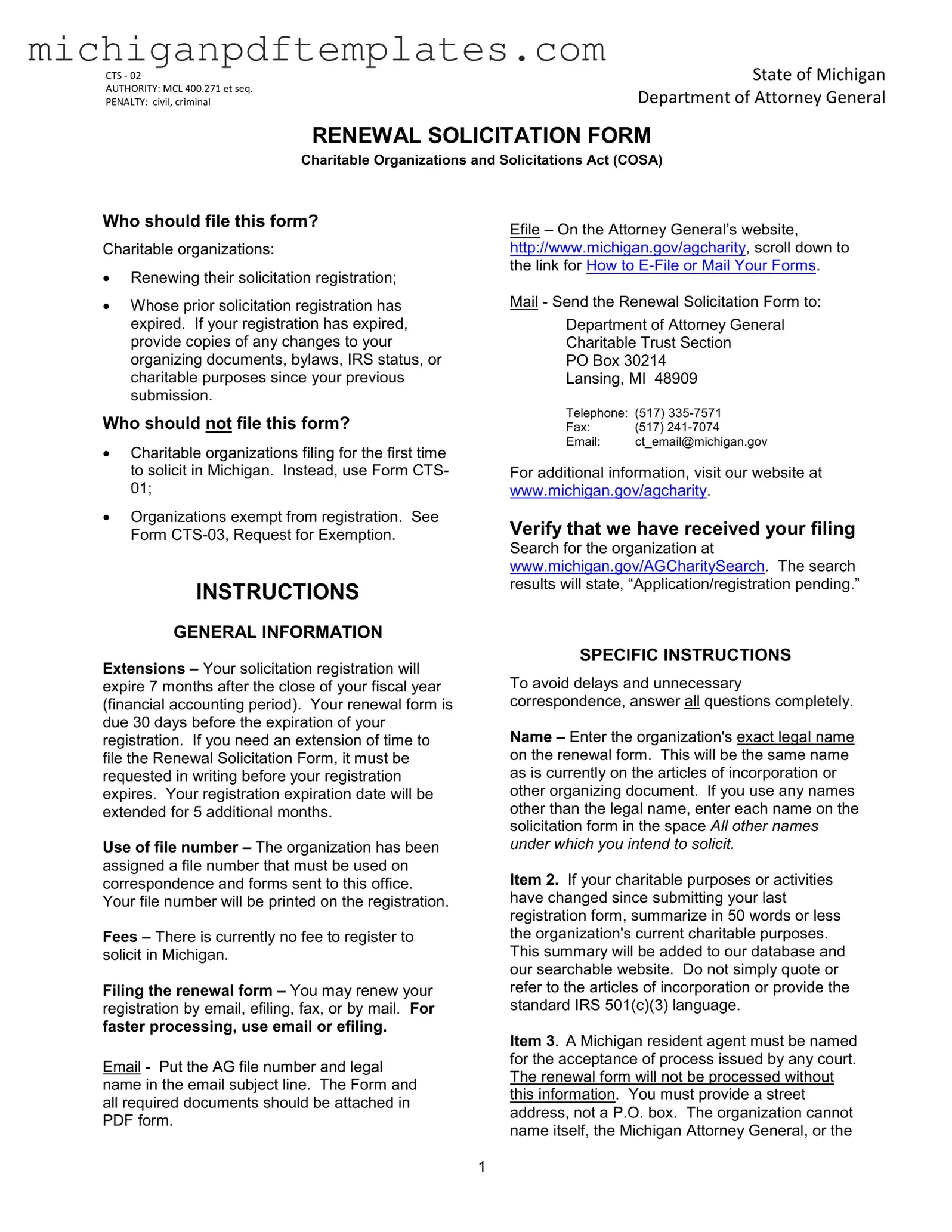 Fill in Your Michigan Cts 02 Form