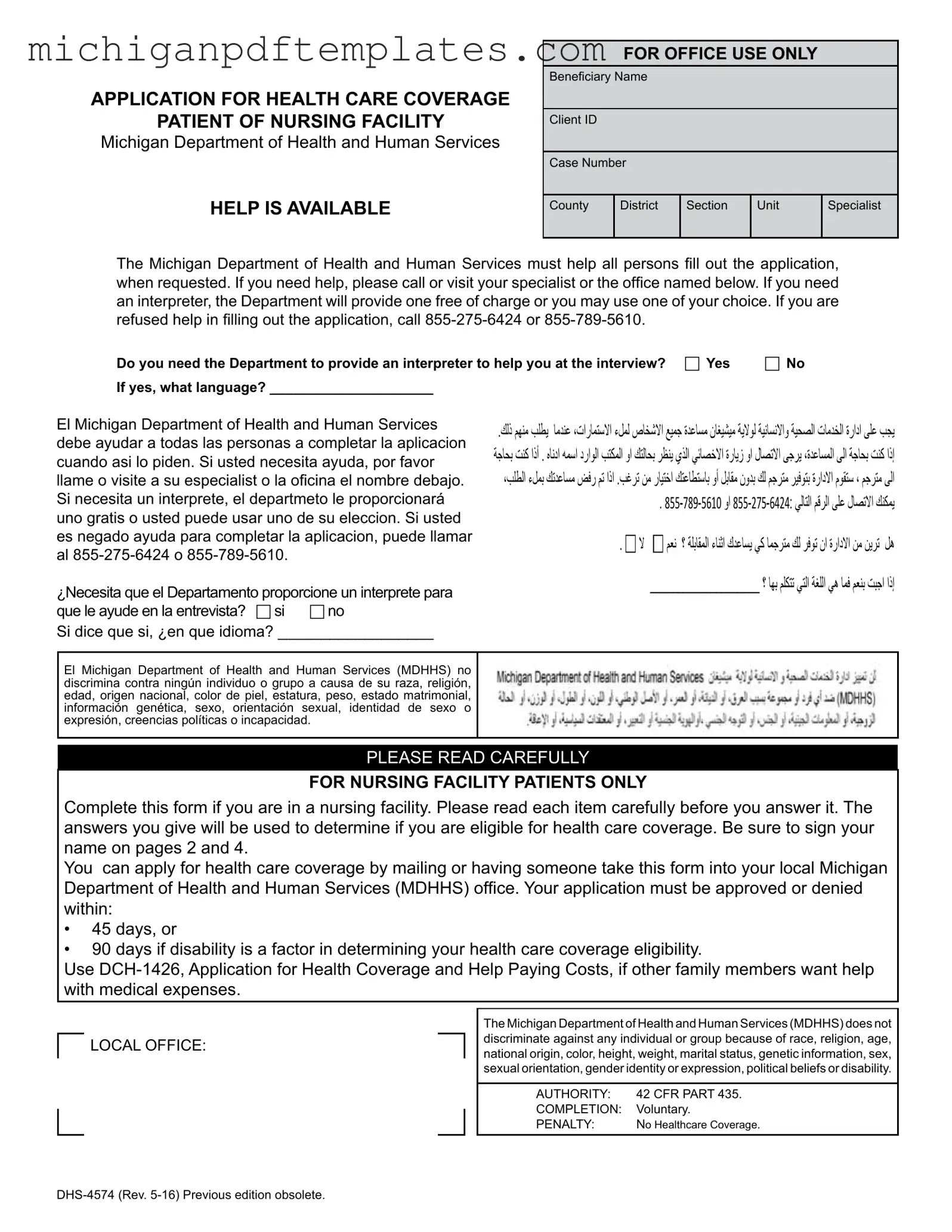 Fill in Your Michigan Dhs 4574 Form