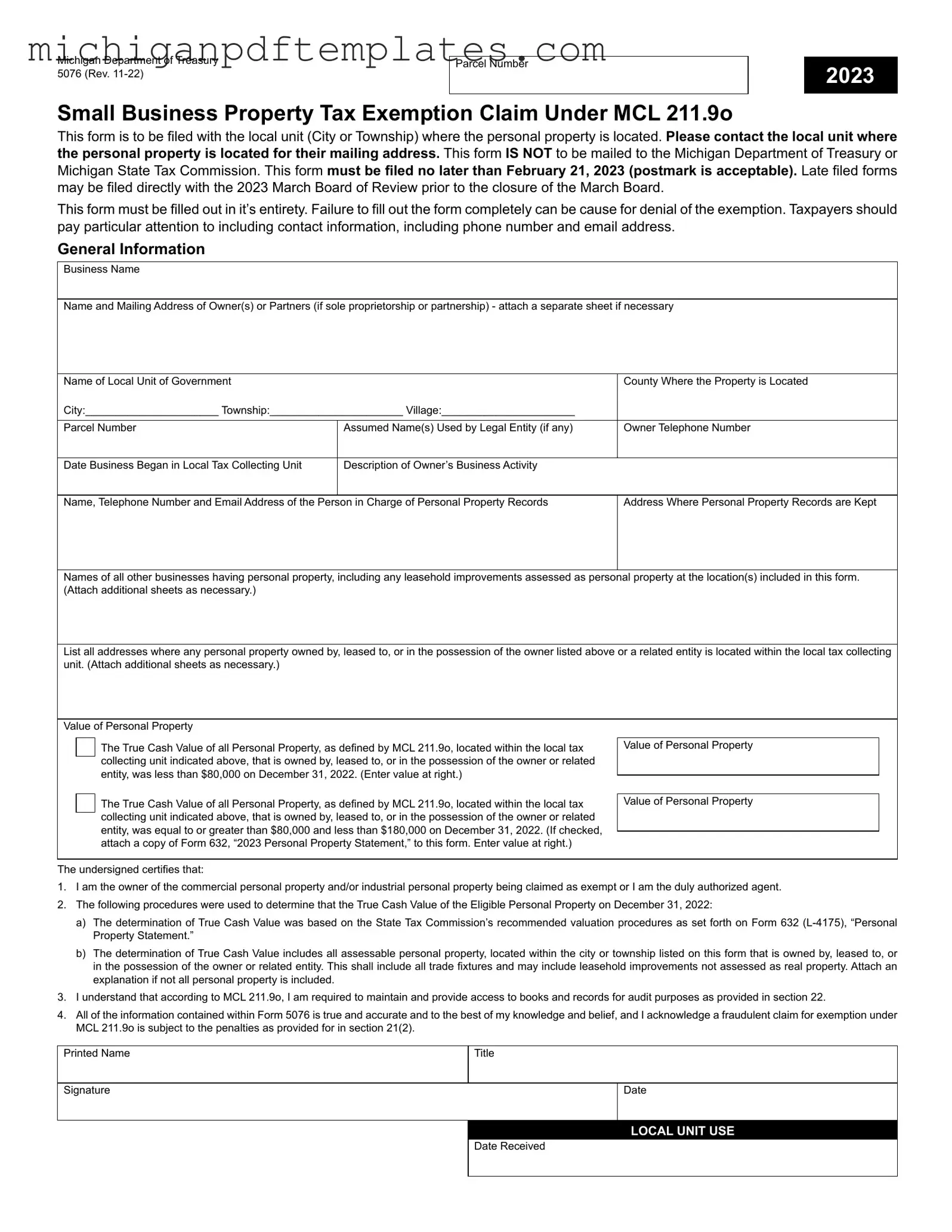 Fill in Your Michigan Exemption Form