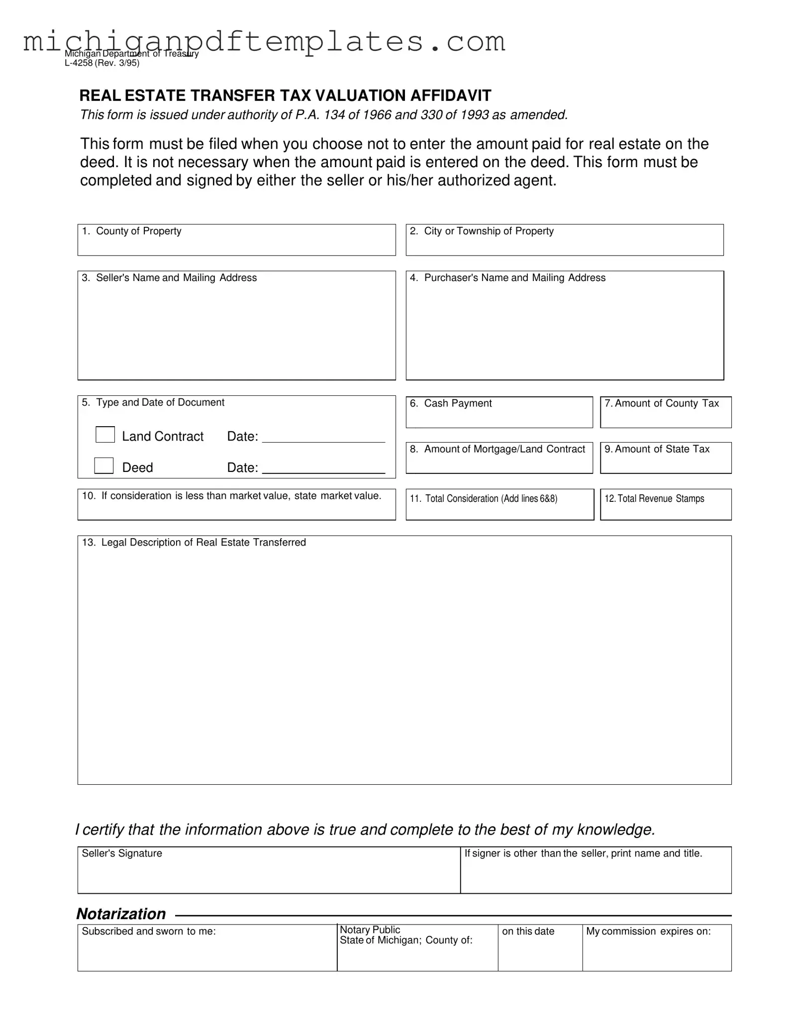 Fill in Your Michigan L 4258 Form