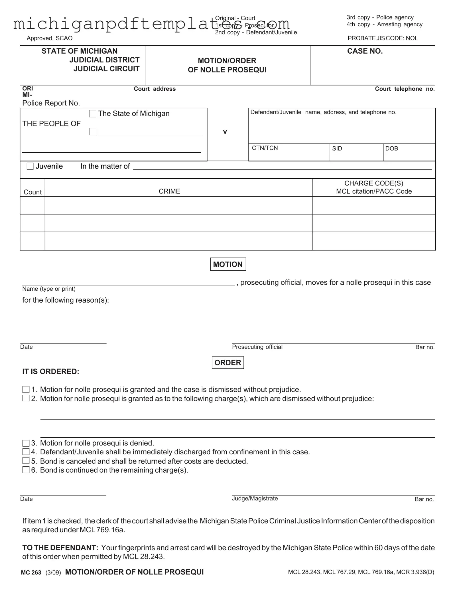 Fill in Your Michigan Mc 263 Form