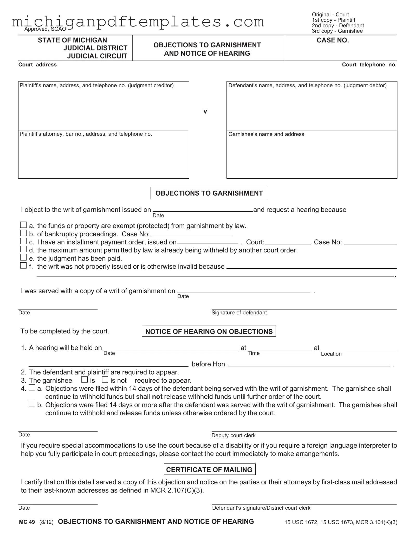 Fill in Your Michigan Mc 49 Form