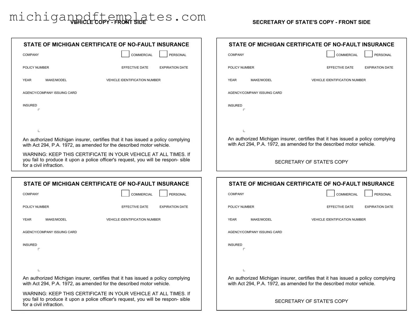 Fill in Your Michigan No Fault Insurance Form