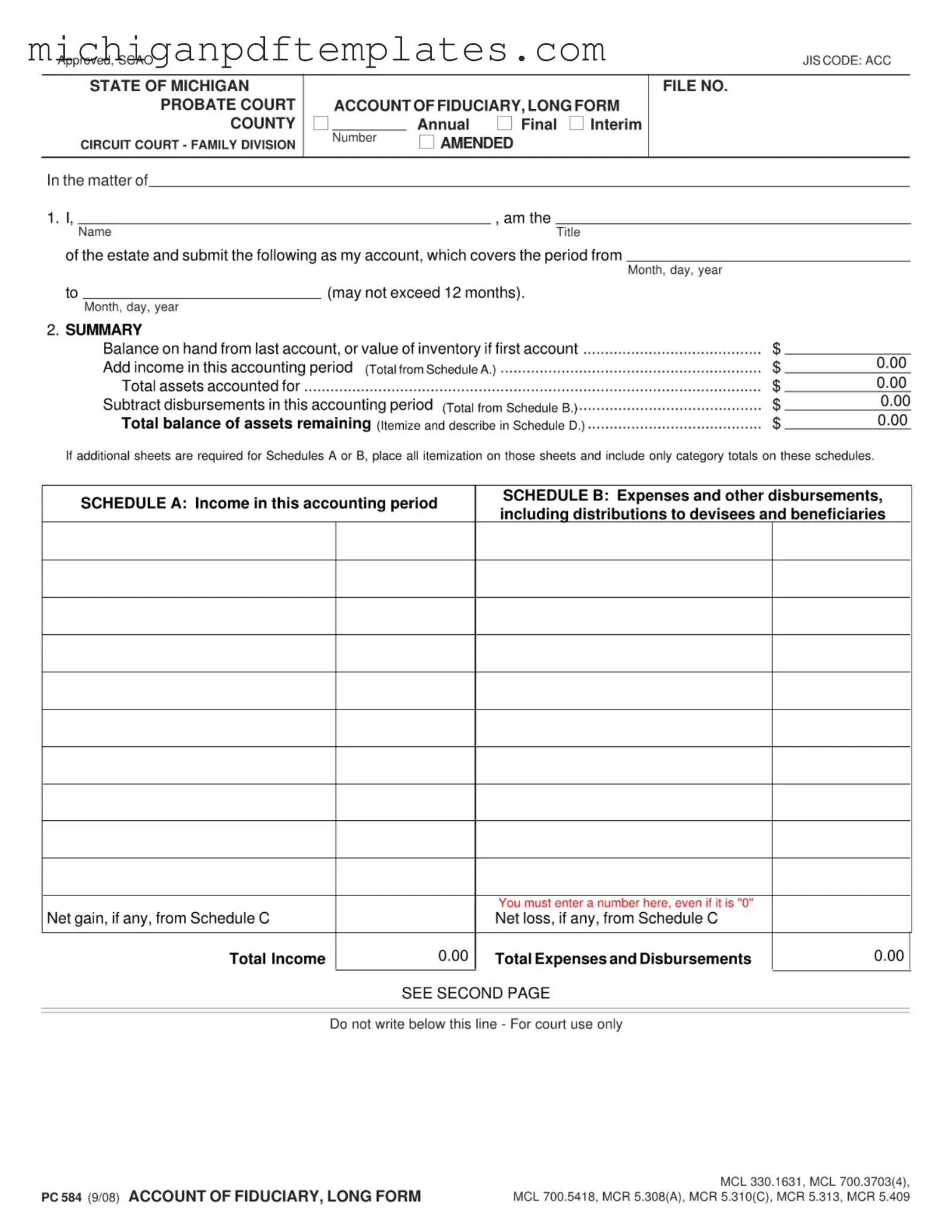 Fill in Your Michigan Pc 584 Form