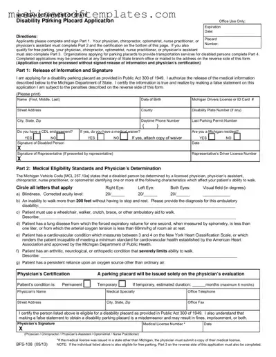 Fill in Your Bfs 108 Michigan Form