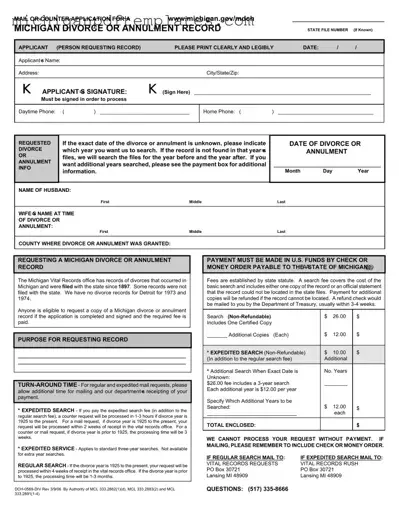 Fill in Your Divorce Or Annulment Michigan Form