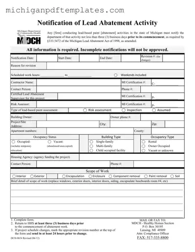 Fill in Your Michigan Dch 0654 Form