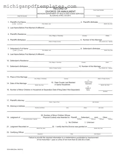 Fill in Your Michigan Dch 0838 Form