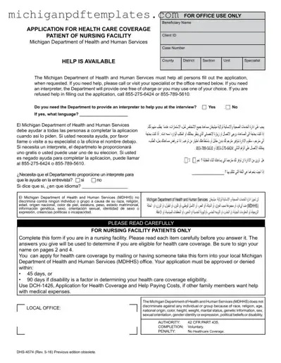 Fill in Your Michigan Dhs 4574 Form