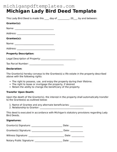 Legal Michigan Lady Bird Deed Template