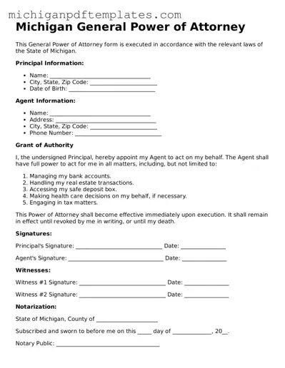 Legal Michigan General Power of Attorney Template