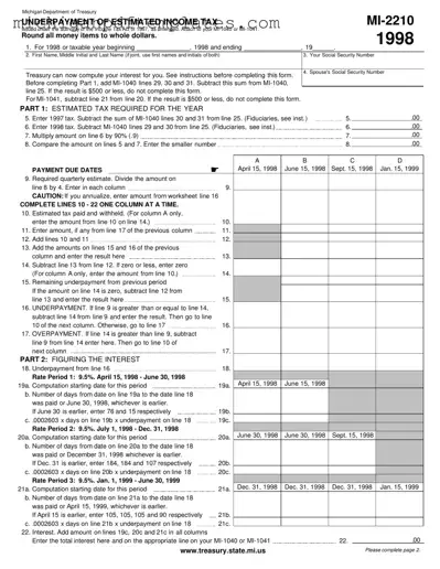 Fill in Your Michigan Mi 2210 Form