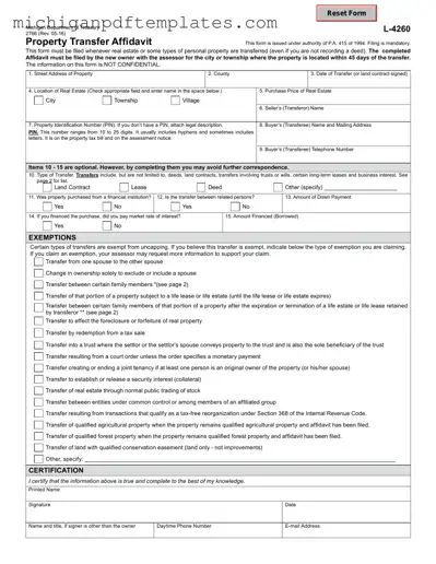 Fill in Your Michigan Property Transfer Affidavit 2766 Form