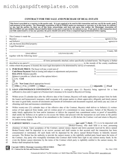Fill in Your Michigan Real Estate Buy Form
