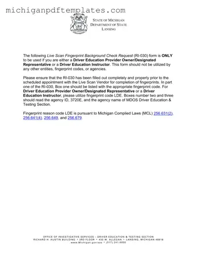 Fill in Your Michigan Ri 030 Form