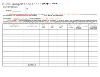 Fill in Your Michigan Sworn Statement Form