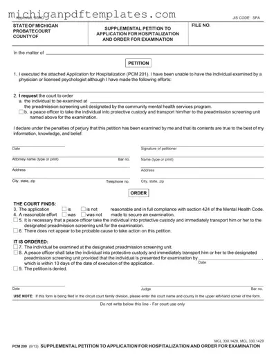 Fill in Your Pcm 209 Michigan Form