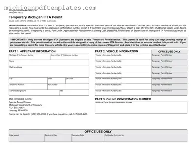 Fill in Your Temporary Michigan Ifta Permit Form