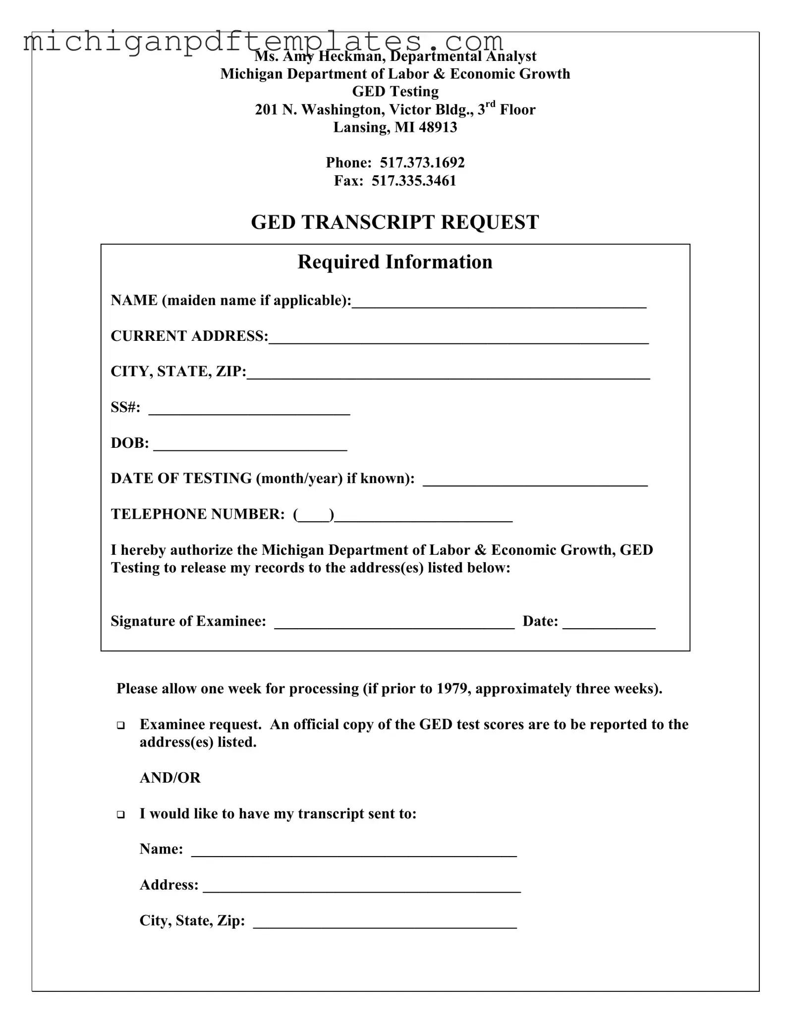 Fill in Your Michigan Ged Transcript Request Form
